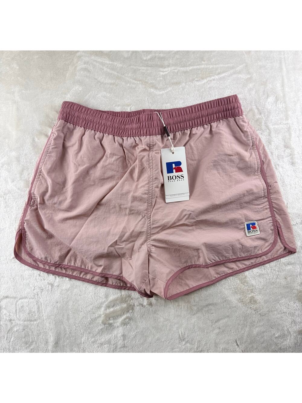 Hugo Boss X Russell Athletic Jaco Swim Shorts Men's Size Medium Dusty Pink